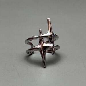 Y2K Vintage Silver Star Ring Adjustable Size 8 2000s Jewelry Unisex Fit